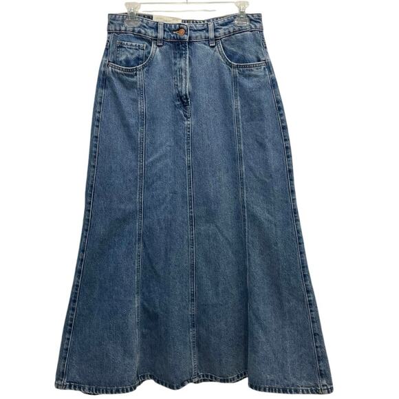 NWT Salsa Jeans Denim Midi Skirt 28 6 Mermaid Western Cowgirl No Slit Light Wash - Picture 2 of 14